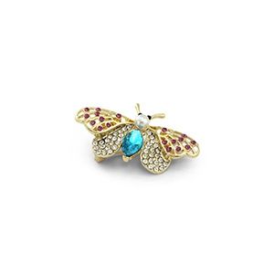 Broche butterfly with pearl Gold-blue-pink