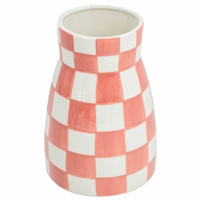 Aardewerk vaas check · perzik