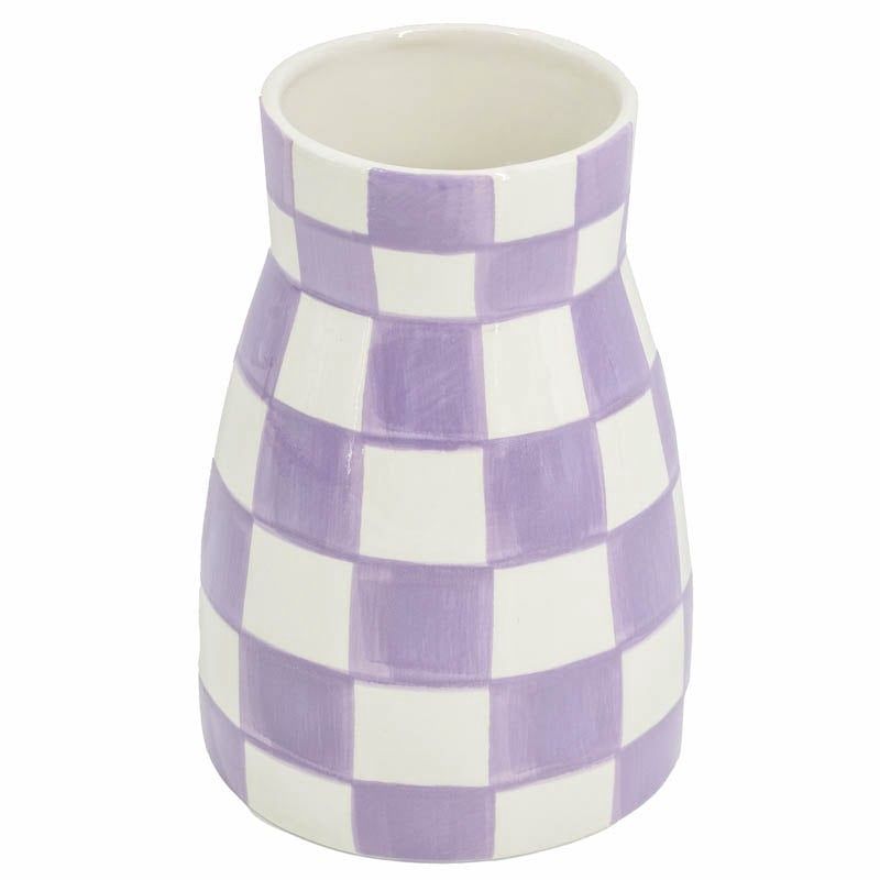 Aardewerk vaas check · lila
