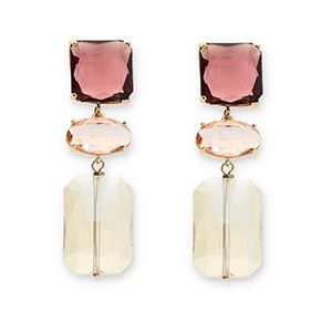 Glass oorbellen/oorstekers Bordeaux-pink