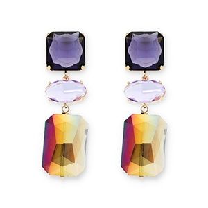 Glass oorbellen/oorstekers Dark purple-lavender