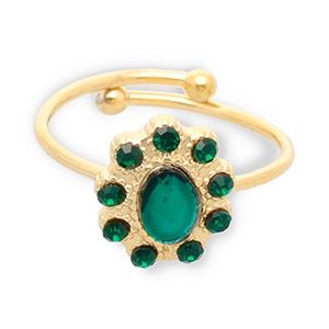 Ring Gold-dark green ovaal