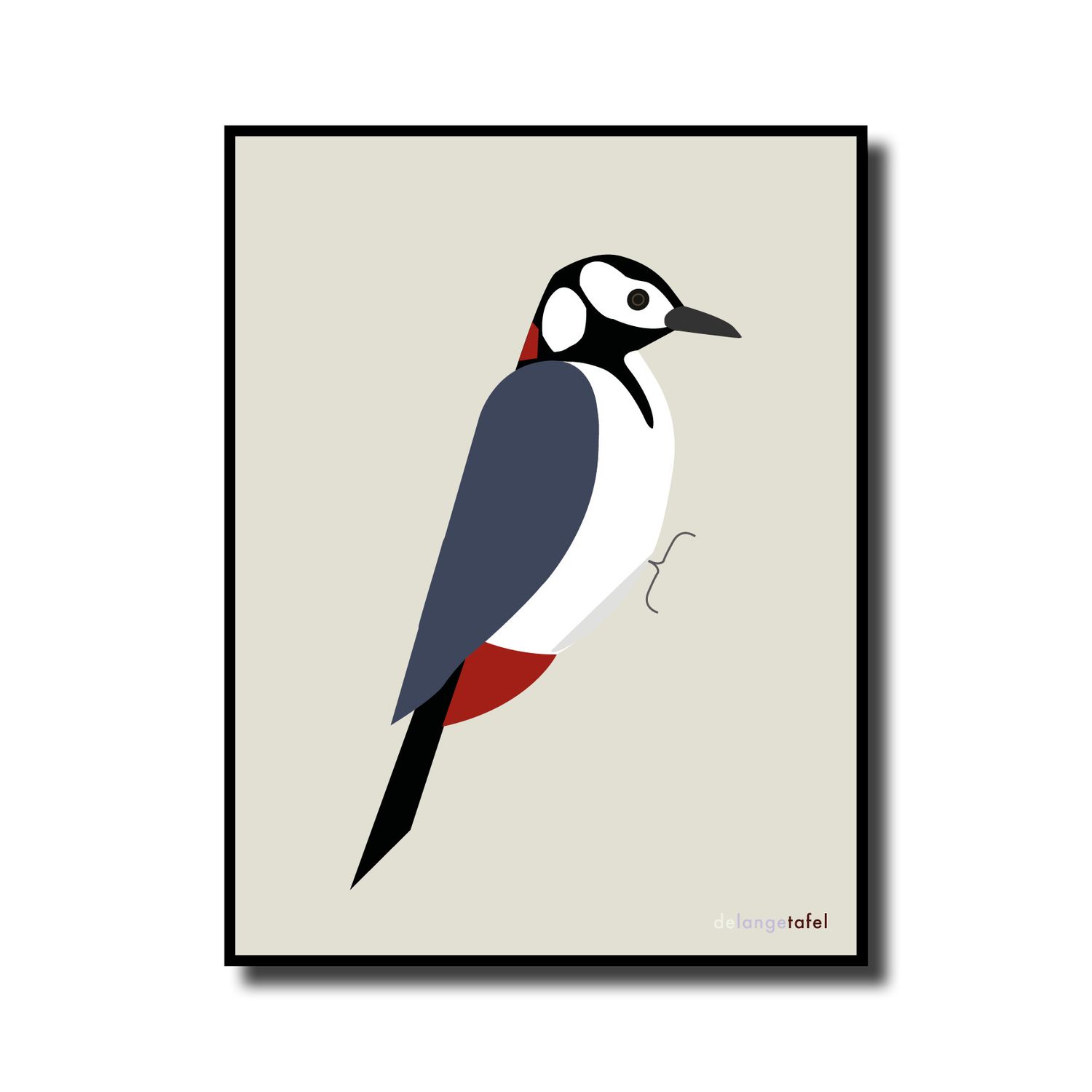 Print in lijst 'Grote Bonte Specht'