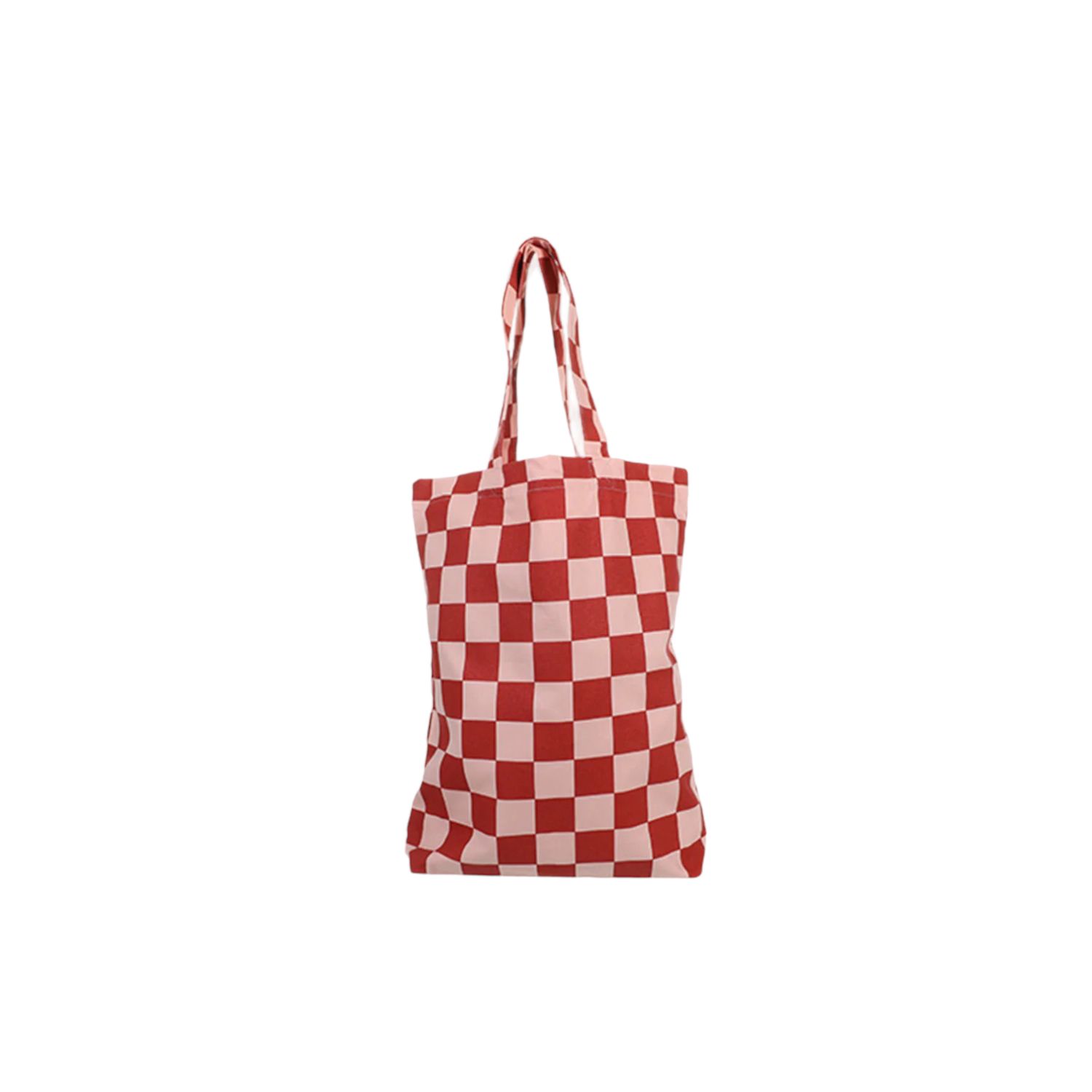Katoenen tas · geblokt ginger en faded - pink