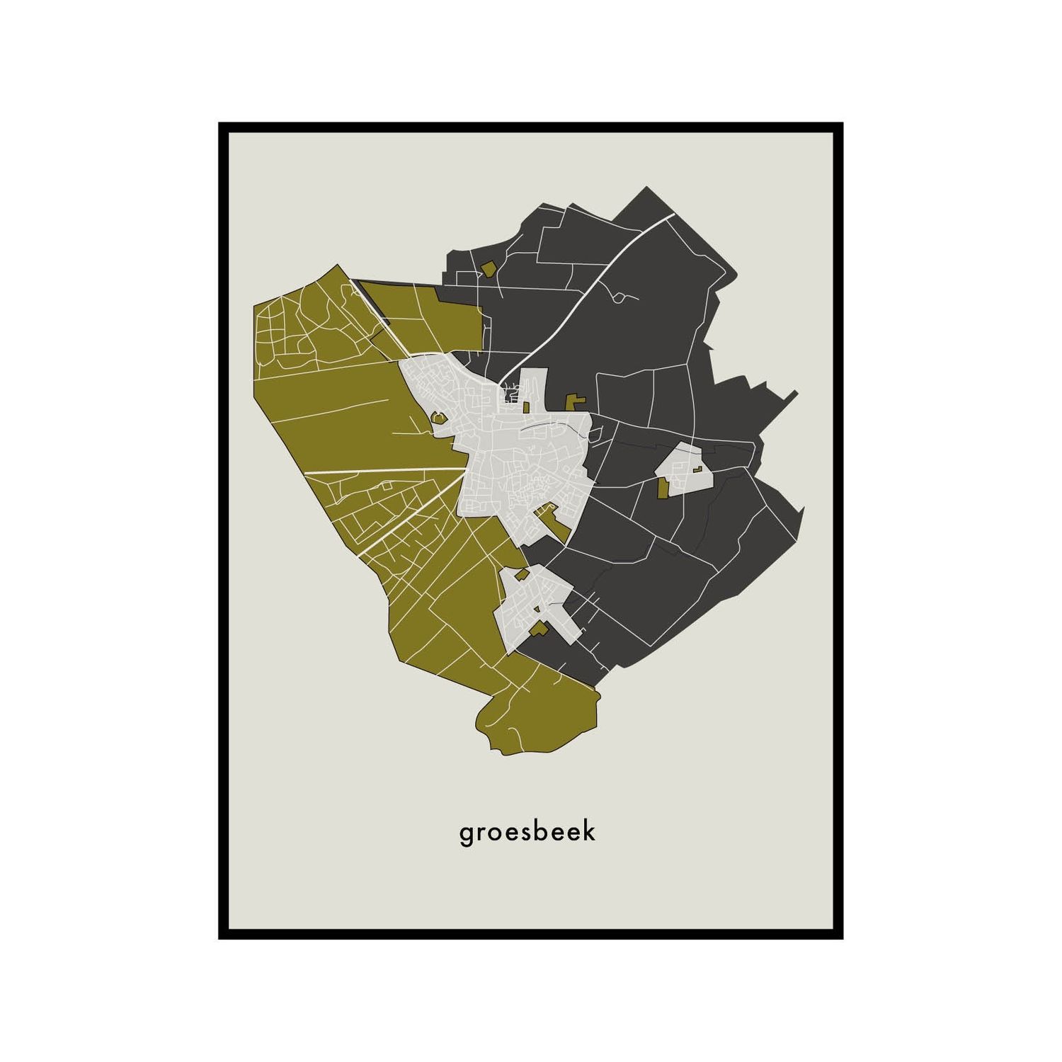 Print in lijst 'Plattegrond Groesbeek'