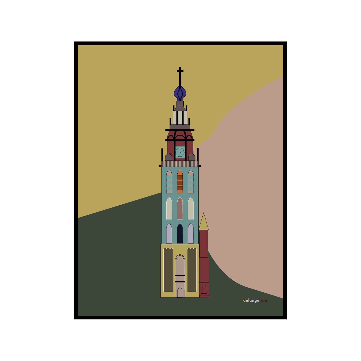 Print in lijst 'Stevenstoren Nijmegen colored'