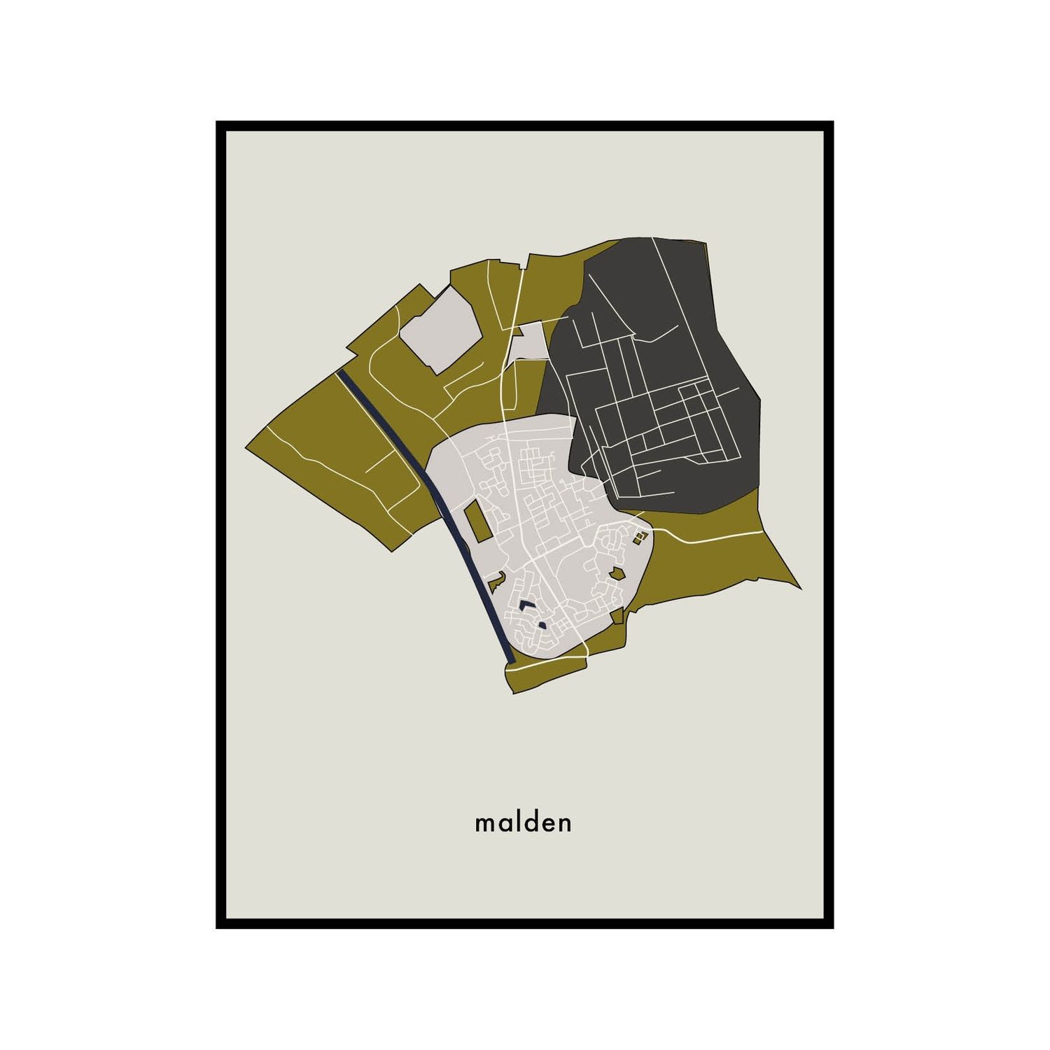 Print in lijst 'Plattegrond Malden'