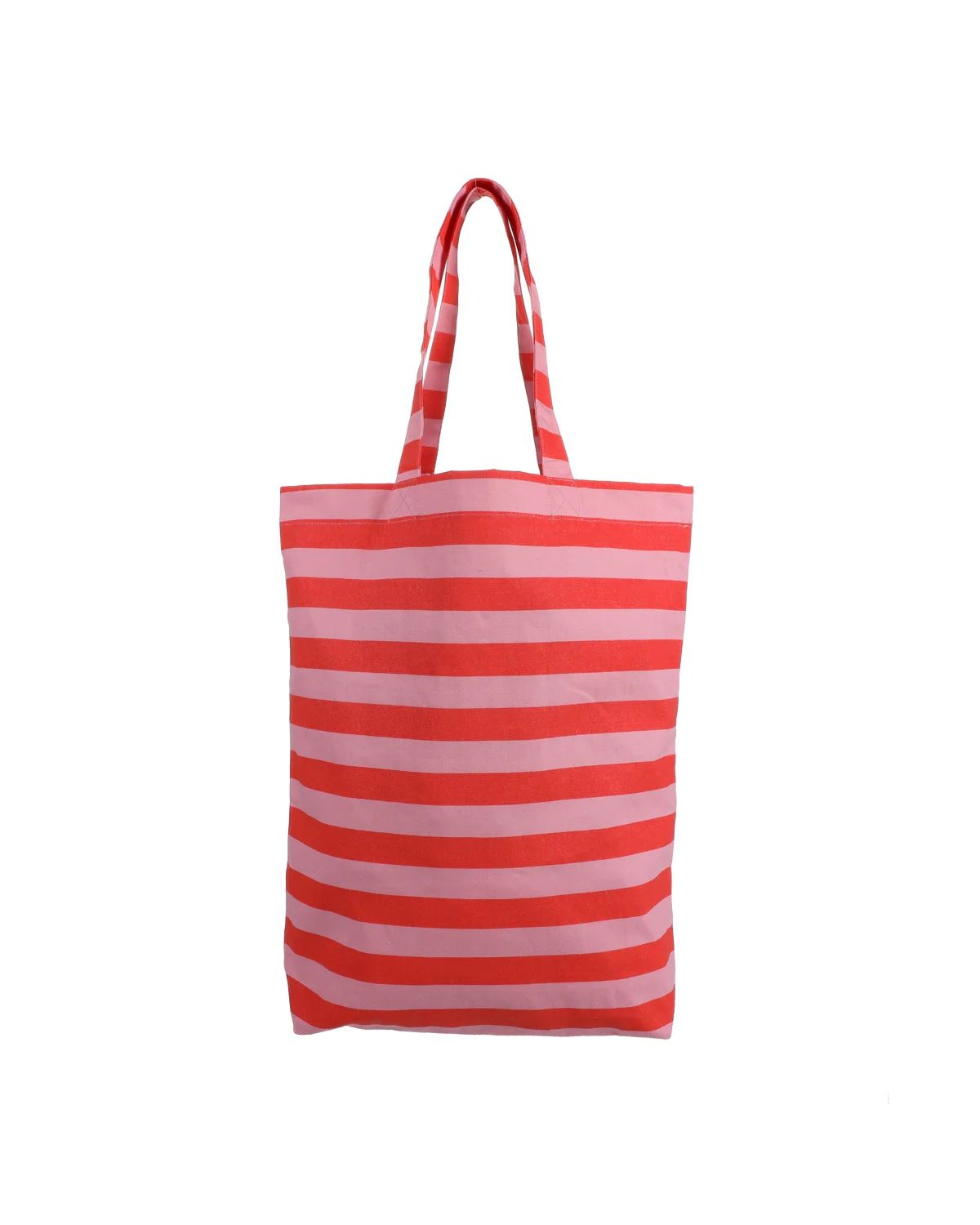 Katoenen tas · gestreept - roze rood