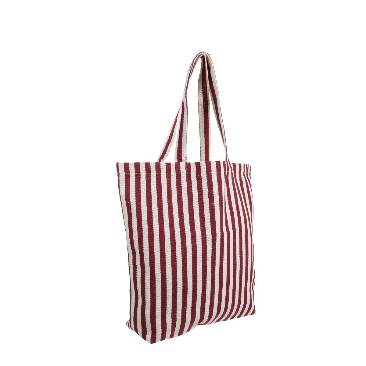 Katoenen tas · gestreept - wit burgundy