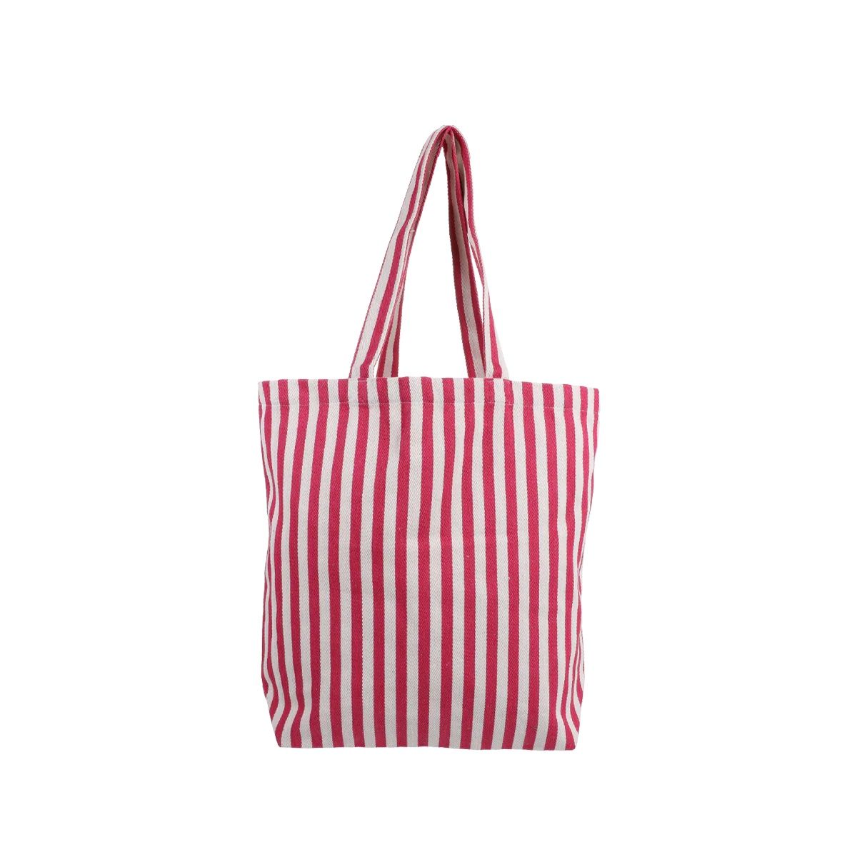 Katoenen tas · gestreept - wit pink