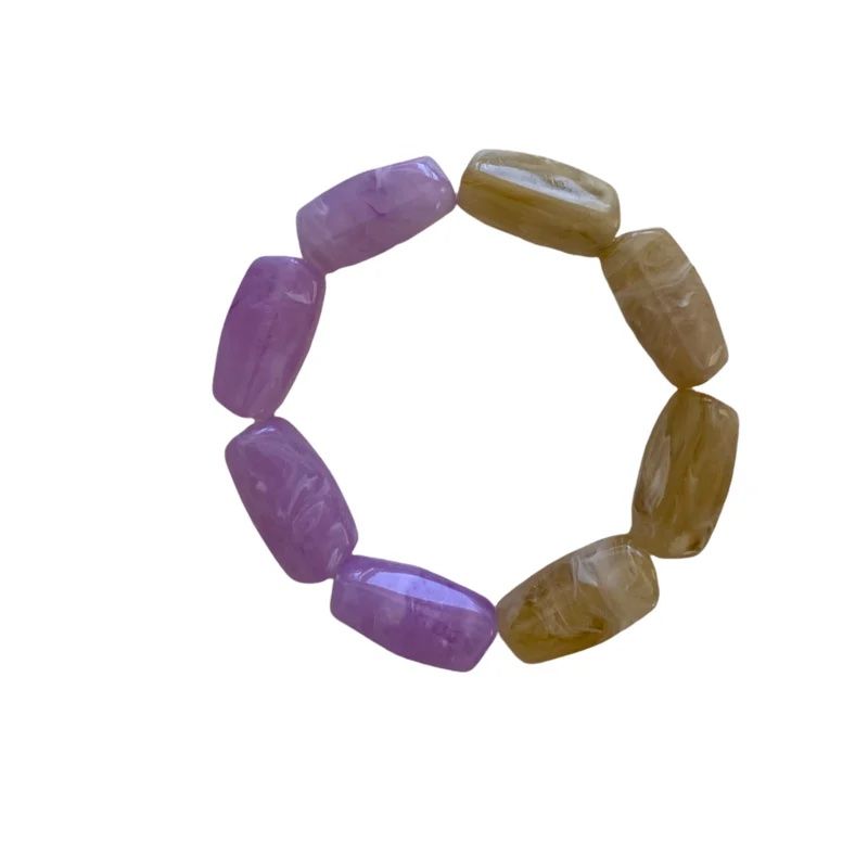 Bybjor · Duo Color Beads Bracelet · Caramel / Lila