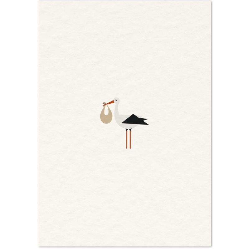 Postkaart · Ooievaar met baby