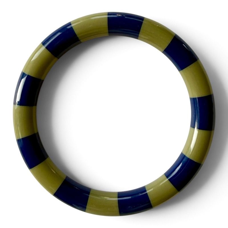Bybjor · Stripe Bangle Armband · Olive / Cobalt