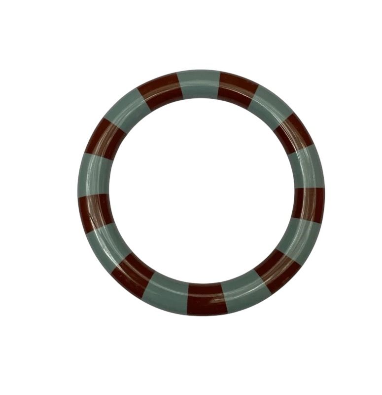 Bybjor · Stripe Bangle Armband · Dark Caramel / Dusty Blue