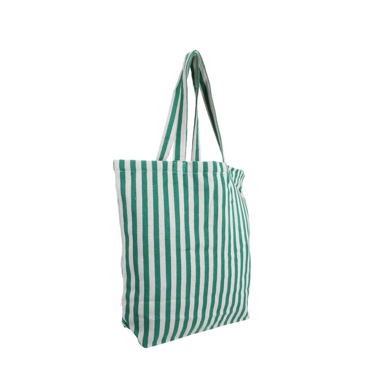 Katoenen tas · gestreept - wit groen
