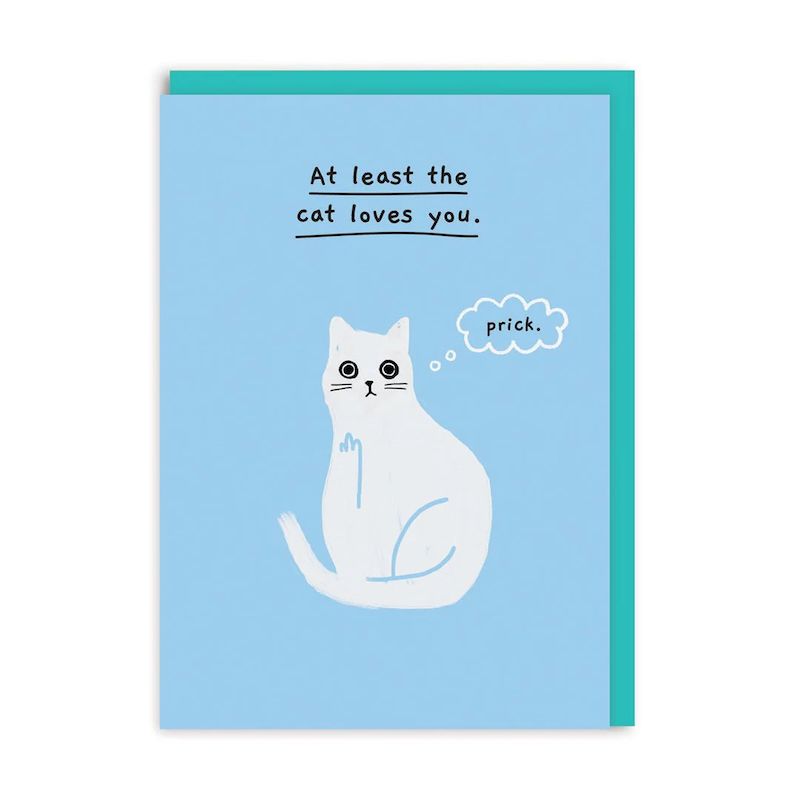 Wenskaart · 'At least the cat loves you'
