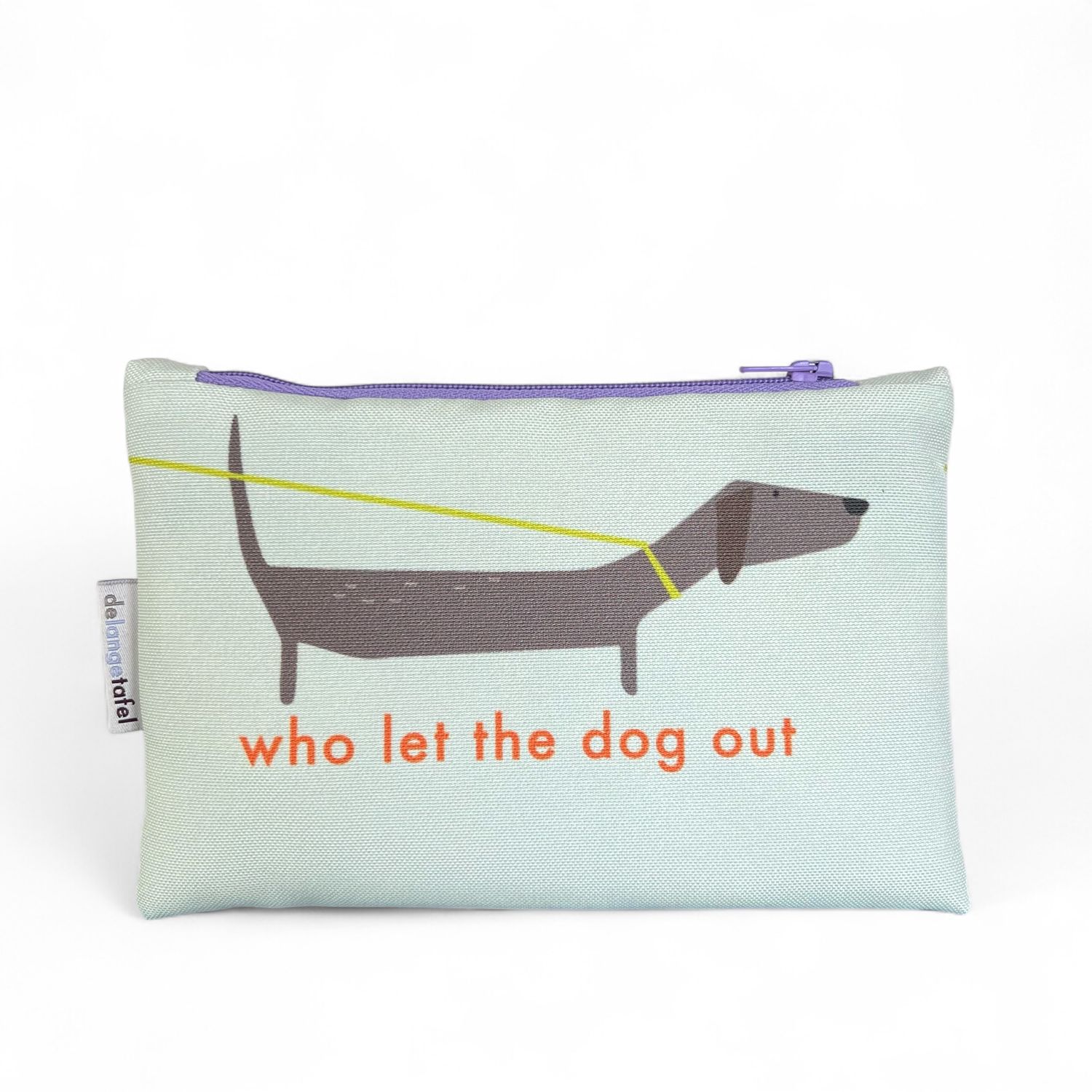 Etui small · Light green 'who let the dog out'