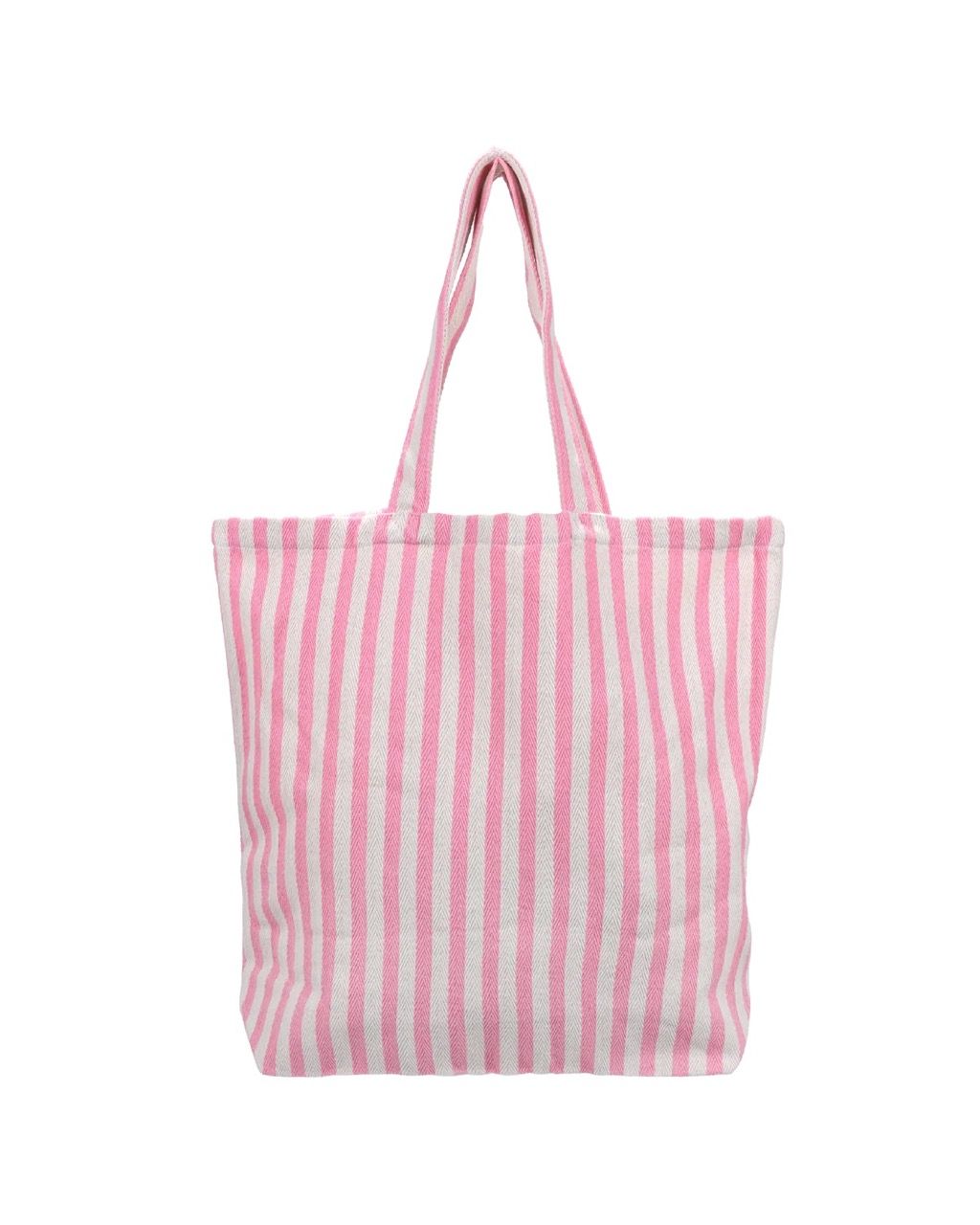 Katoenen tas · gestreept - wit light pink