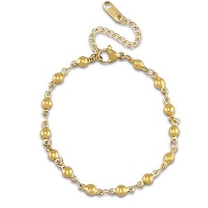 Armband stainless steel gold dots - dubbel