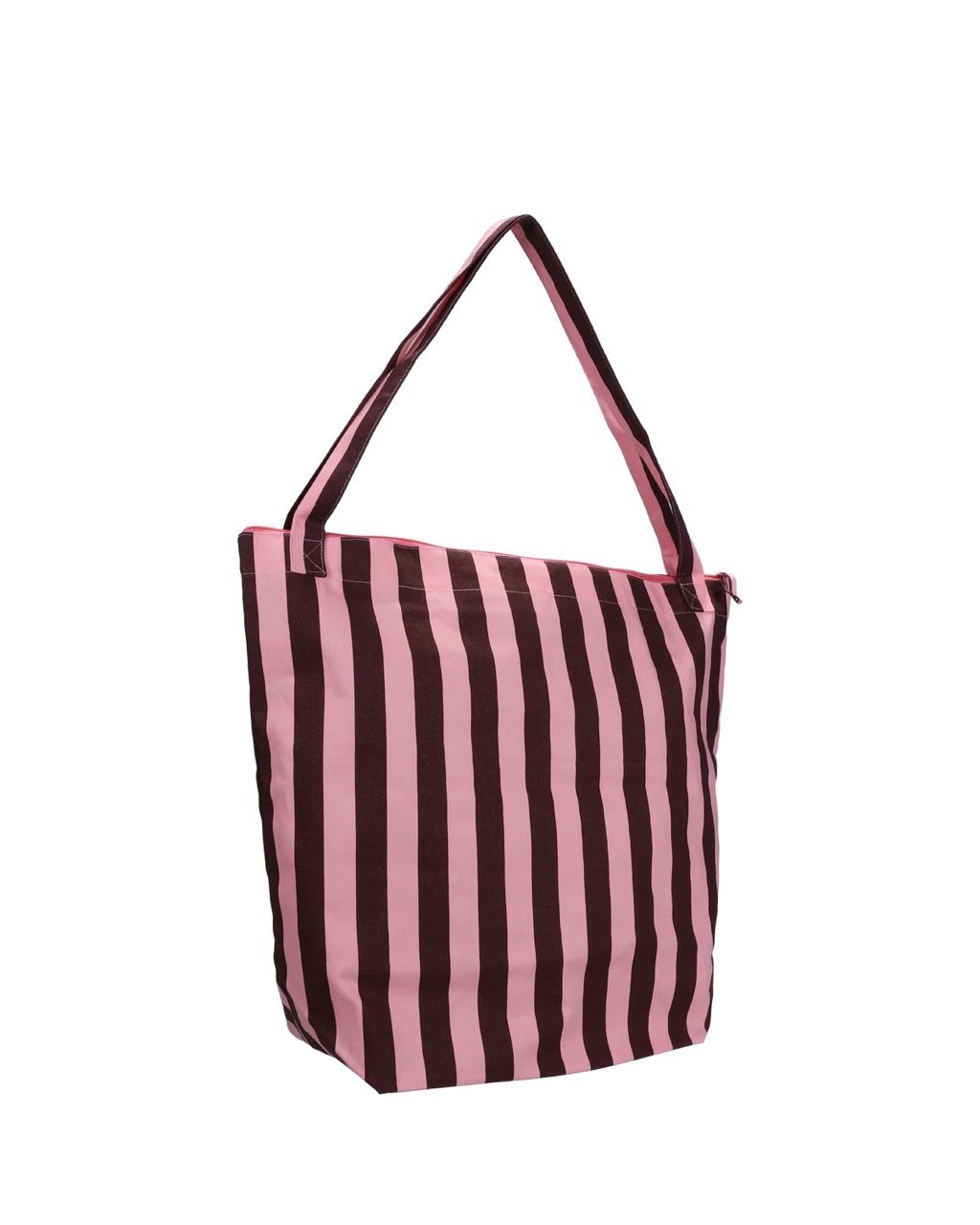 Katoenen tas met rits · stripes - chocolate + bubblegum
