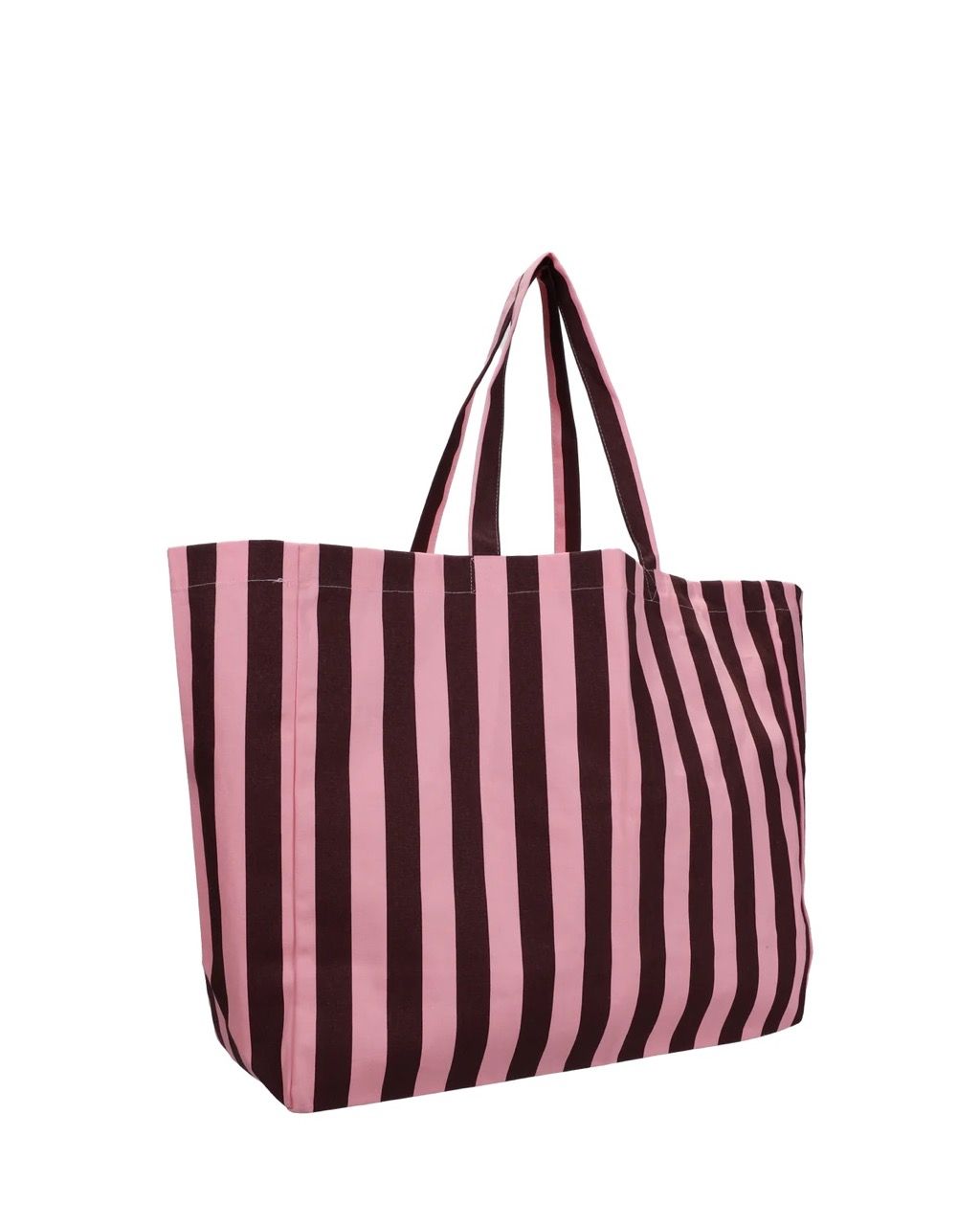 Katoenen strand tas · stripes - chocolate + bubblegum
