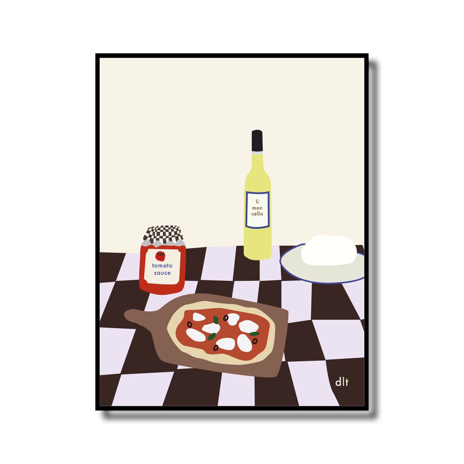 Print in lijst 'Pizza mozza limo'