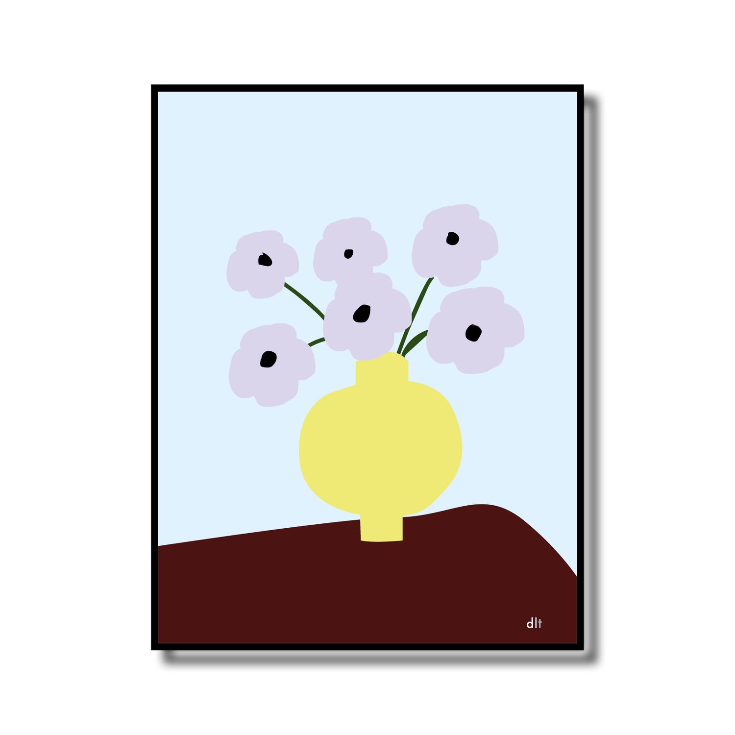 Print in lijst 'Lila flowers'