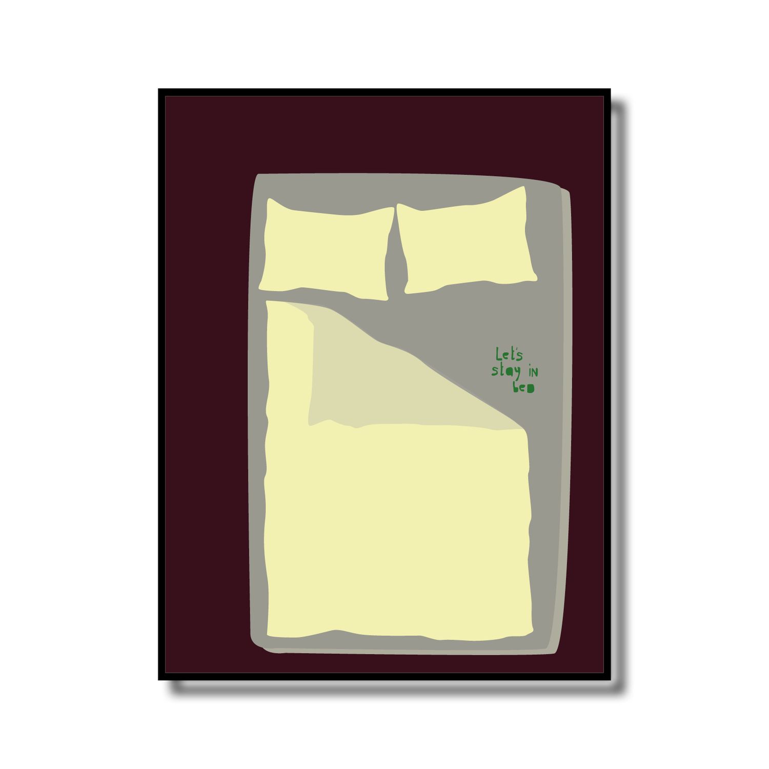 Print in lijst 'Let's stay in bed yellow blankets'