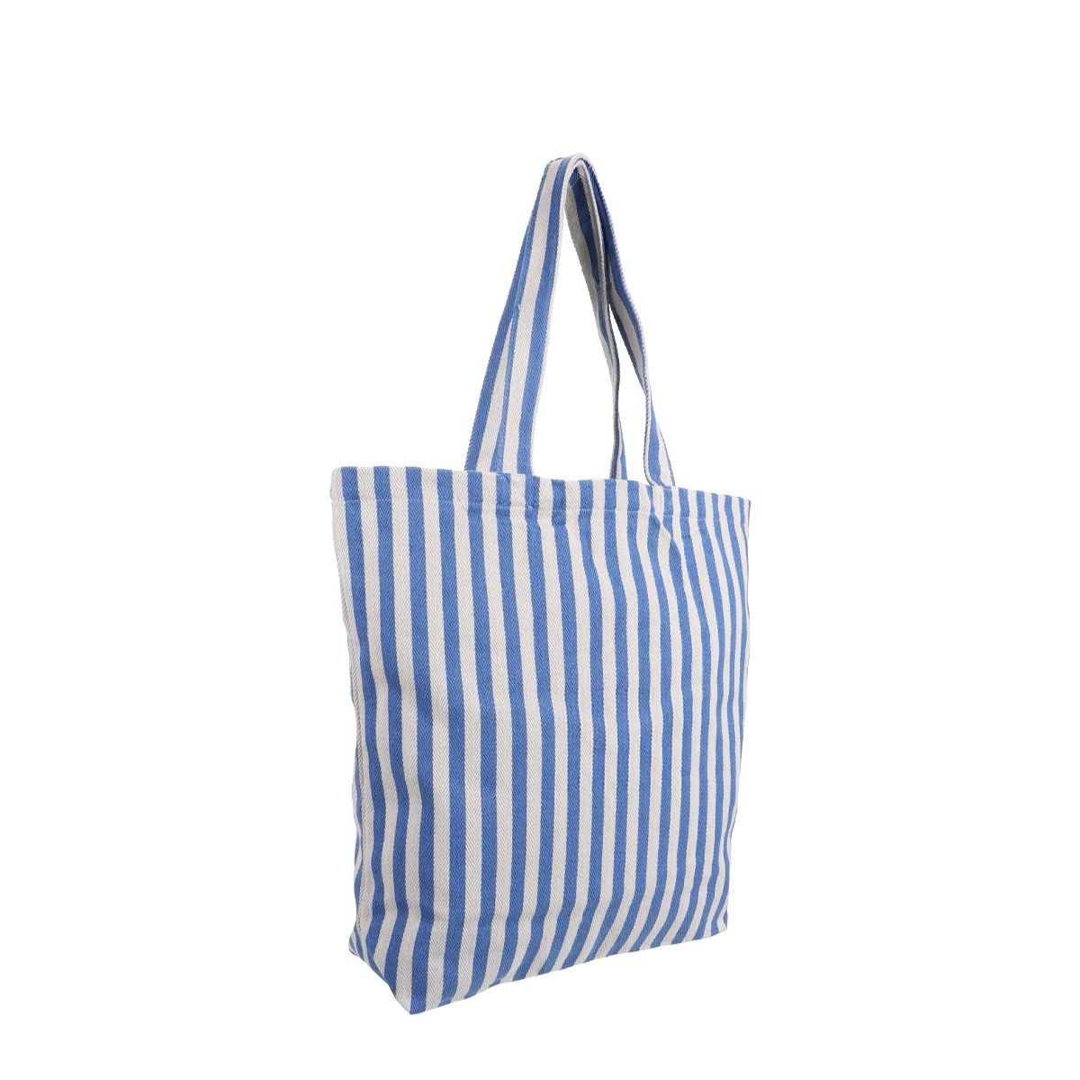 Katoenen tas · gestreept naturel - blue