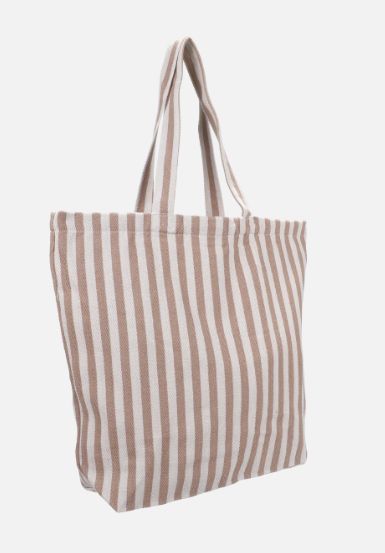Katoenen tas · gestreept - wit sand
