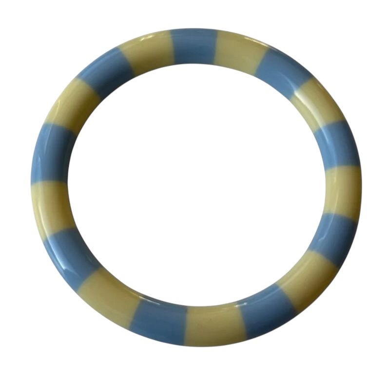 Bybjor · Stripe Bangle Armband · Pale Yellow / Grey blue