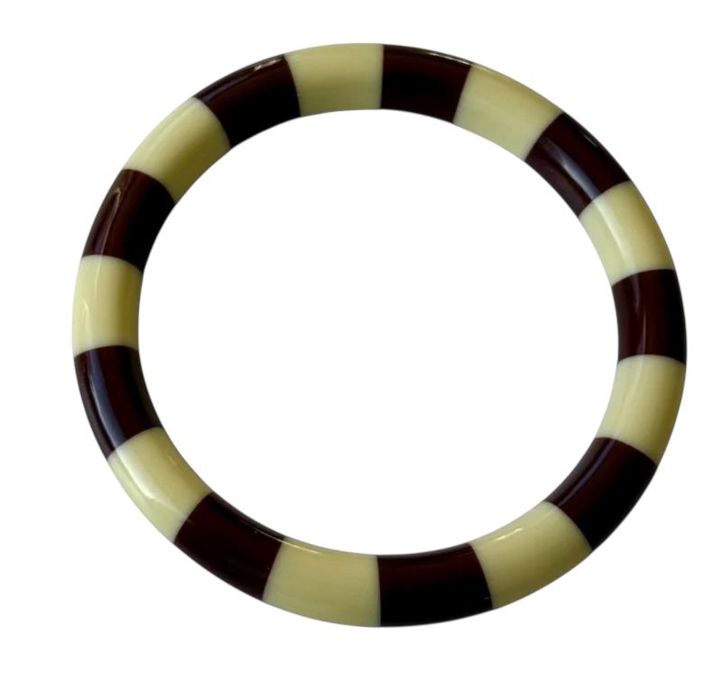 Bybjor · Stripe Bangle Armband · Pale Yellow / Burgundy brown