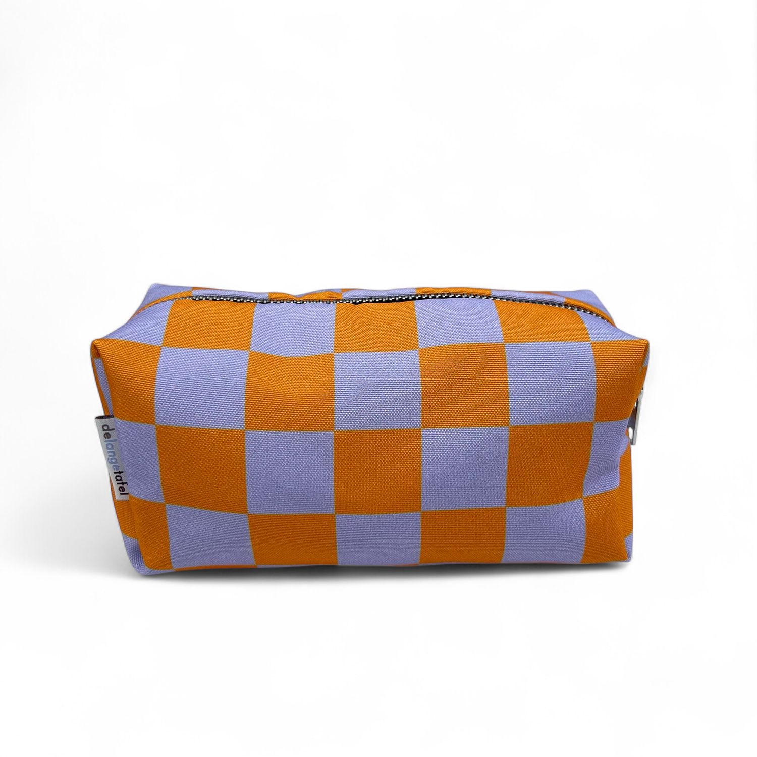 Blok etui · Striped checked orange/lila