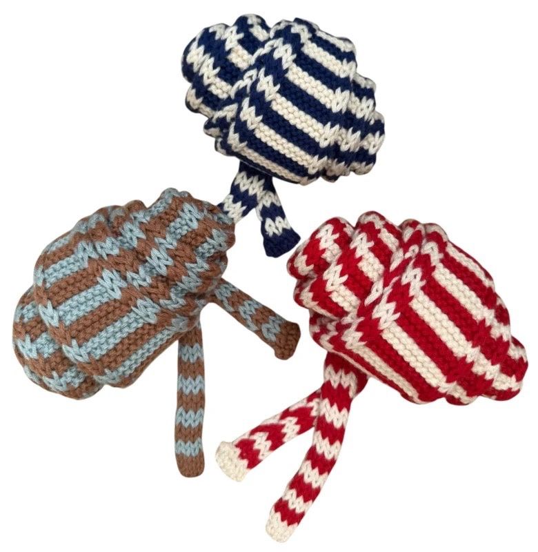 Sjaaltje gestreept Merino blauw/creme