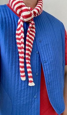 Sjaaltje gestreept Merino rood/creme