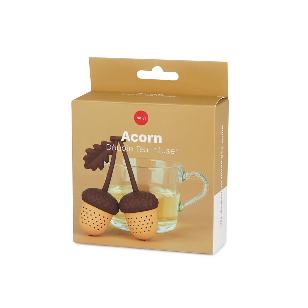 Balvi · Thee-infuser Acorn bruin dubbele siliconen