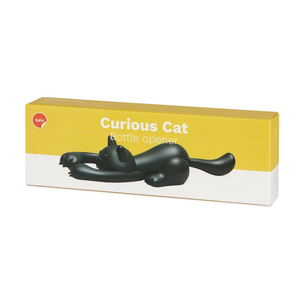 Balvi · Flesopener Curious Cat, zwart, van kunststof/metaal.