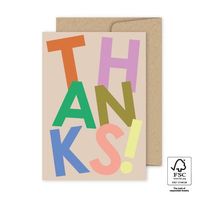 Wenskaart - Dancing letters - Thanks!