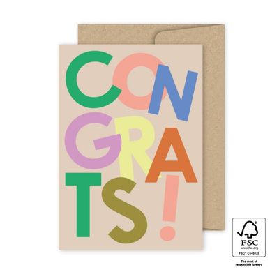 Wenskaart - Dancing letters - Congrats!