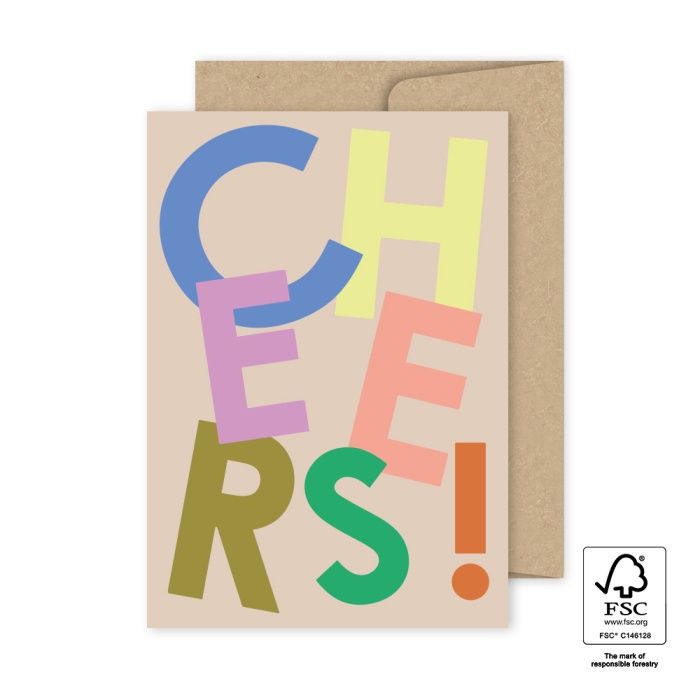 Wenskaart - Dancing letters - Cheers!