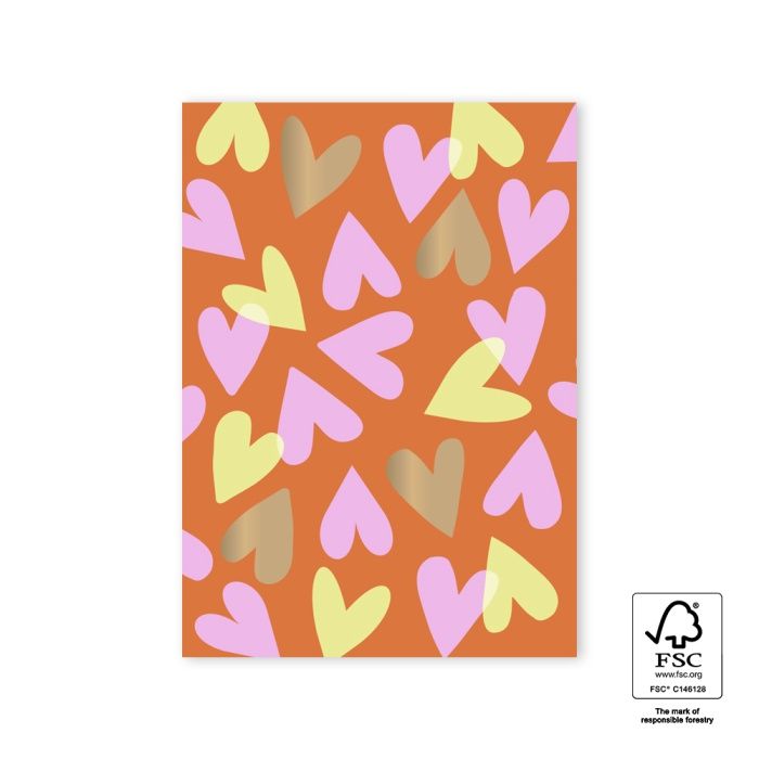 Ansichtkaart - Hearts - Cognac