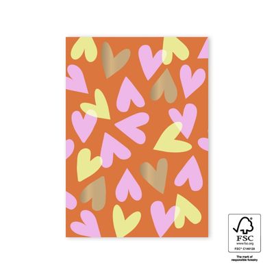 Ansichtkaart - Hearts - Cognac