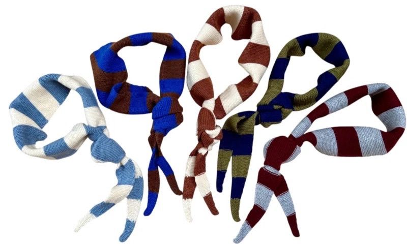 Bybjor wollen sjaaltje van grof gestreepte merinowolw