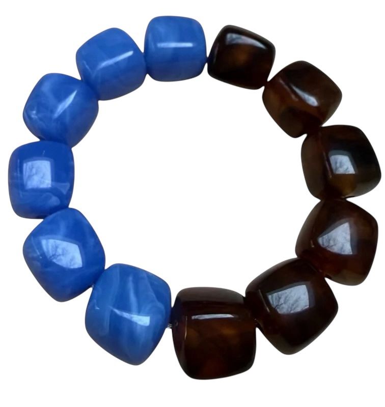 Bybjor vierkante stenen armband · blue/brown