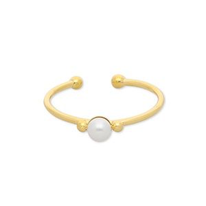 Ring stainless steel pearl gold-white
