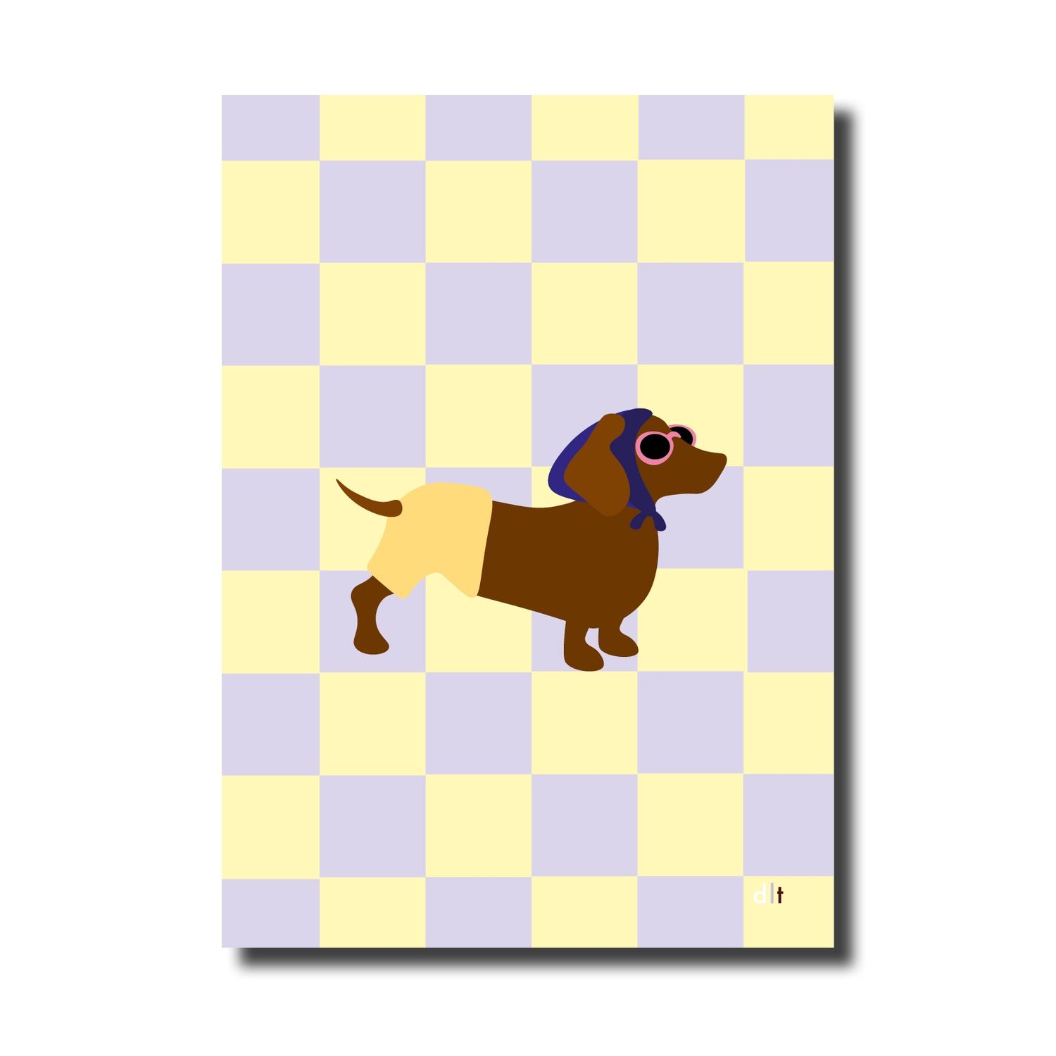 A4 print - Teckel in zwempakje