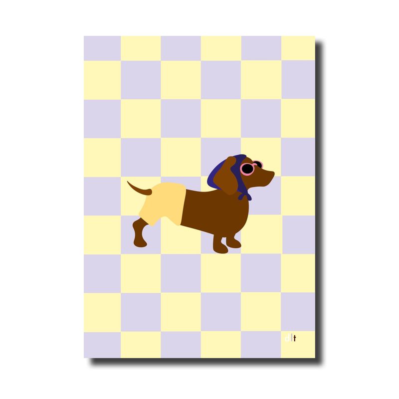 A4 print - Teckel in zwempakje