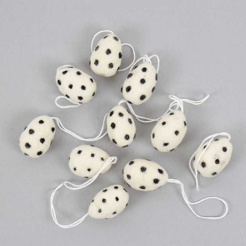 Vilten eitjes zwart/wit · 10 stuks