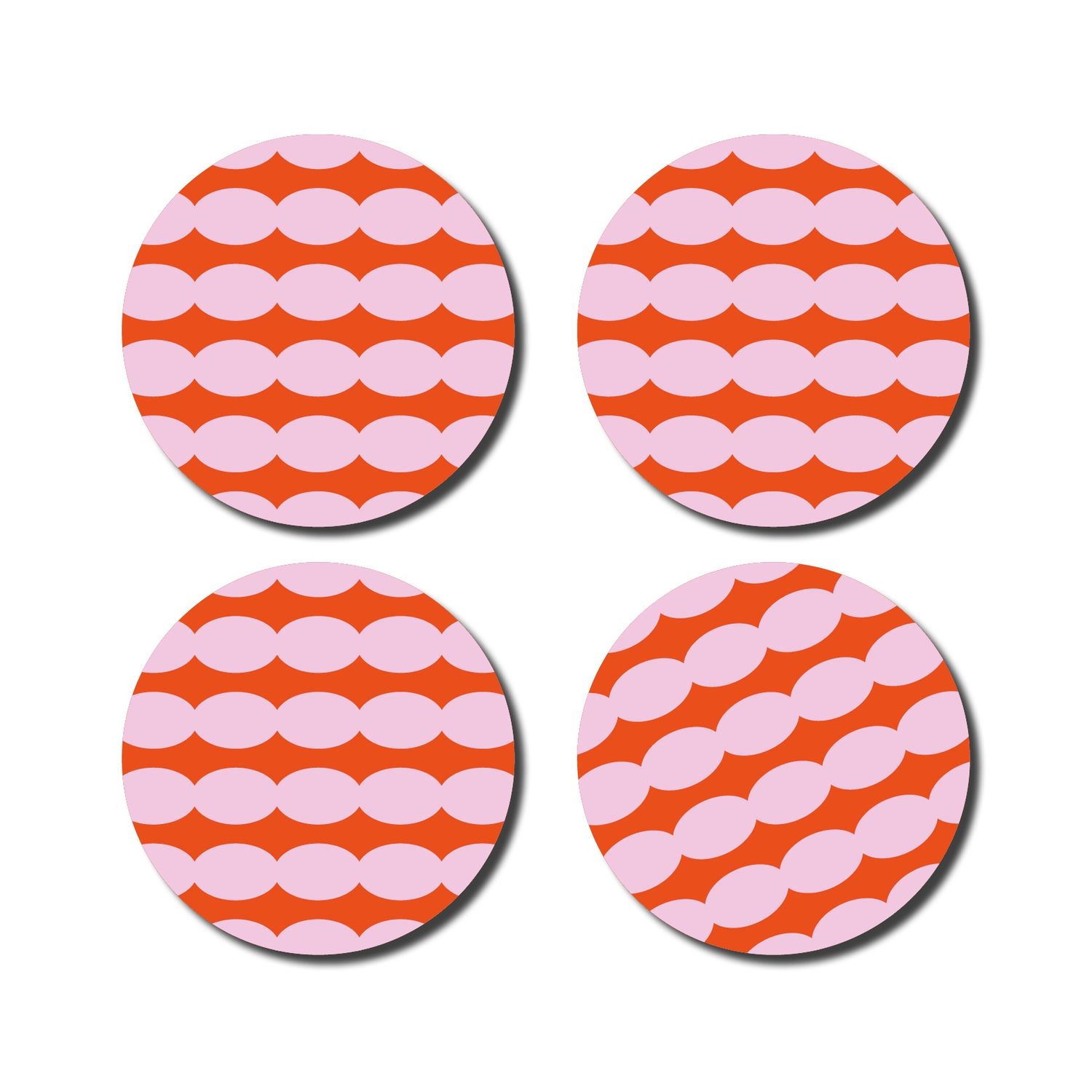 Onderzetters · Ovals red/pink