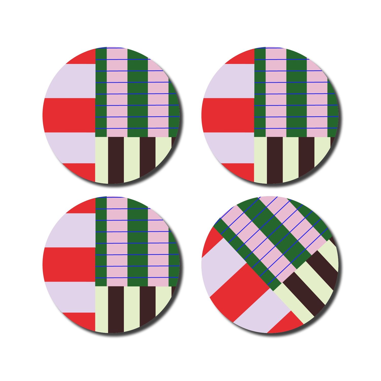 Onderzetters · Stripes red pink green